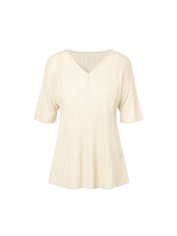 Women's Folded Pleated V-Neck Top Ivory - MONPLISSE - BALAAN 1