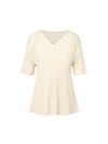 Women's Folded Pleated V-Neck Top Ivory - MONPLISSE - BALAAN 1