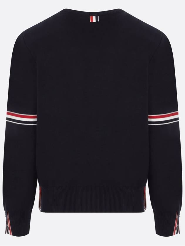 Men's Milan Stitch Armband Crew Neck Knit Top Navy - THOM BROWNE - BALAAN 3