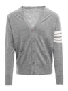 Men's Sustainable Classic Diagonal Wool Cardigan Pale Grey - THOM BROWNE - BALAAN 3