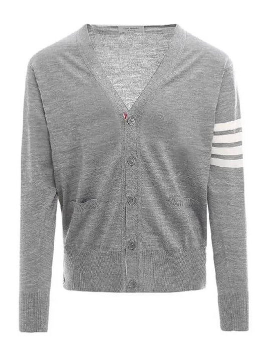 Men's Sustainable Classic Diagonal Wool Cardigan Pale Grey - THOM BROWNE - BALAAN 2