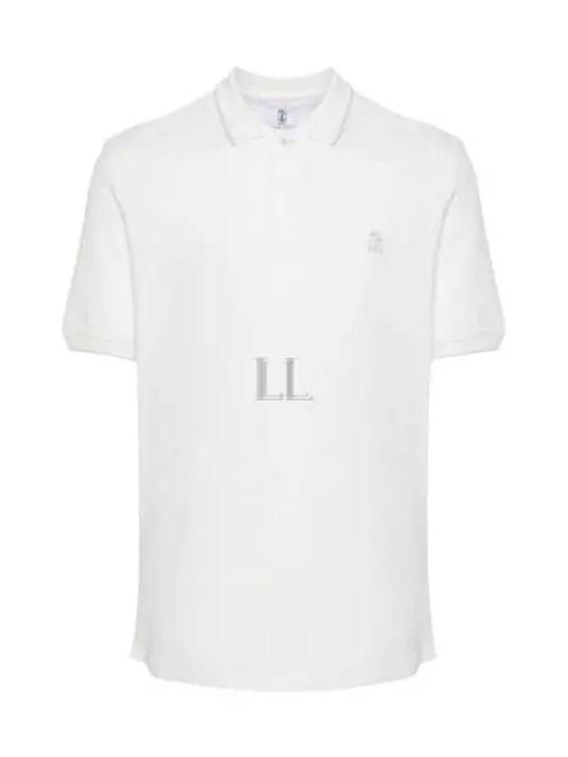 Embroidered Logo Short Sleeve Polo Shirt White - BRUNELLO CUCINELLI - BALAAN 2