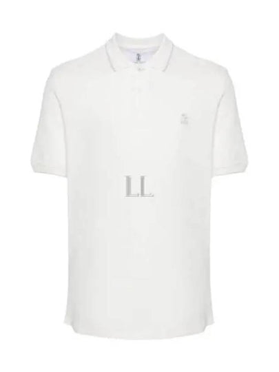 Embroidered Logo Short Sleeve Polo Shirt White - BRUNELLO CUCINELLI - BALAAN 2