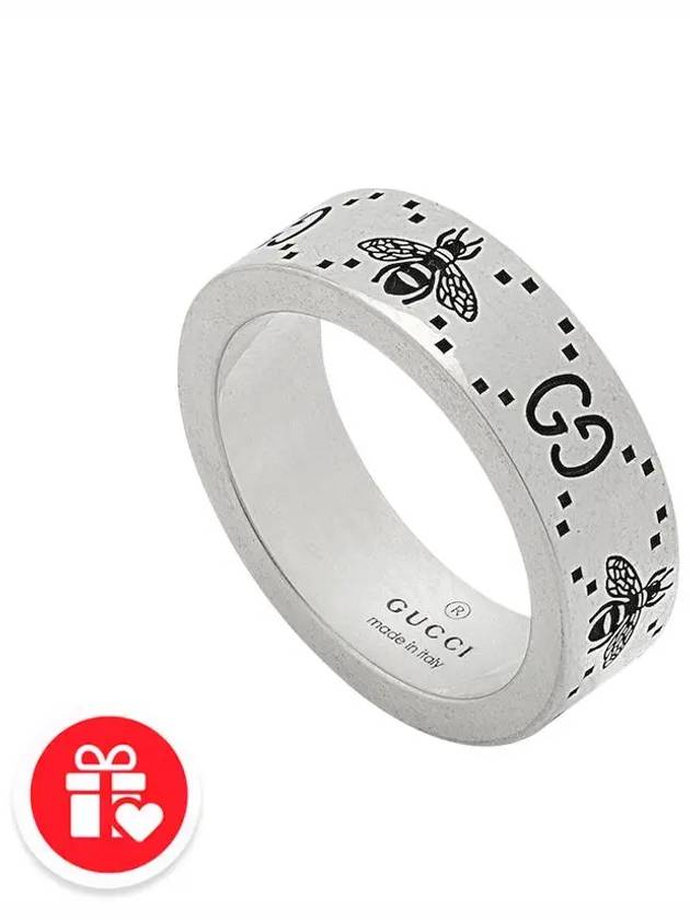 GG Logo Bee Engraving Wide Ring Silver - GUCCI - BALAAN 7