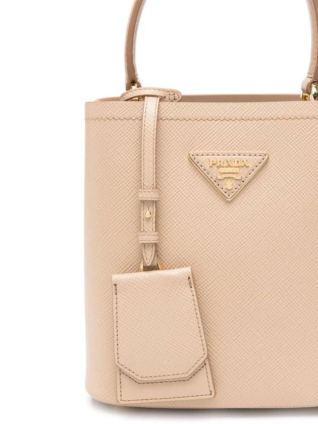 Pannier Saffiano Leather Mini Bucket Bag Sand Beige - PRADA - BALAAN 5