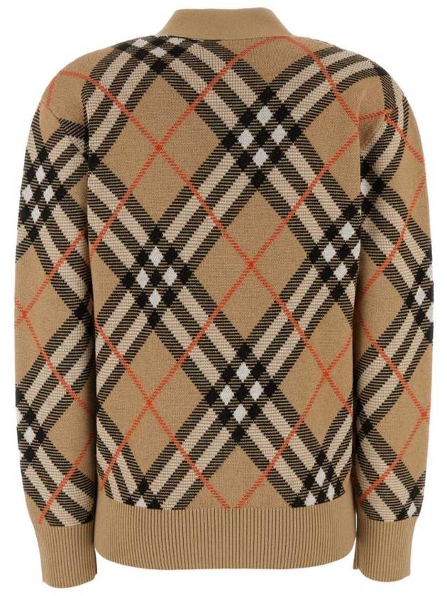 Check Wool Blend Cardigan Beige - BURBERRY - BALAAN 3