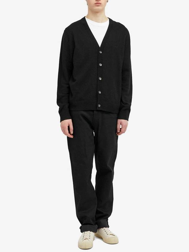 Joe Logo Embroidered Wool Cardigan Black - A.P.C. - BALAAN 3