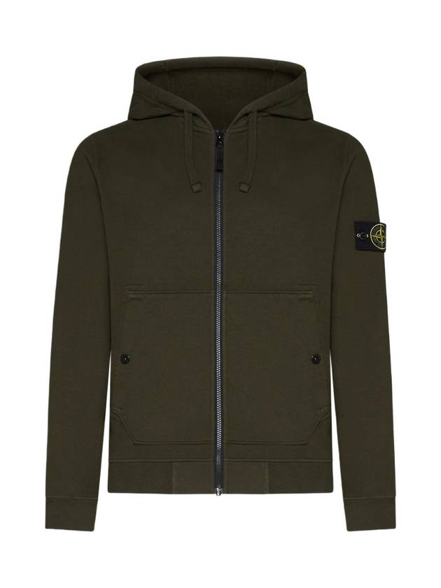 Wappen Patch Cotton Zip Up Hoodie Olive - STONE ISLAND - BALAAN 2