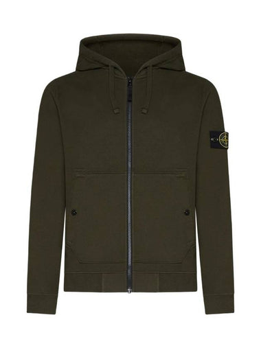 Wappen Patch Cotton Zip Up Hoodie Olive - STONE ISLAND - BALAAN 1