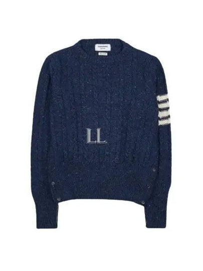 Donegal Twist Cable 4-Bar Classic Crewneck Knit Top Blue - THOM BROWNE - BALAAN 2