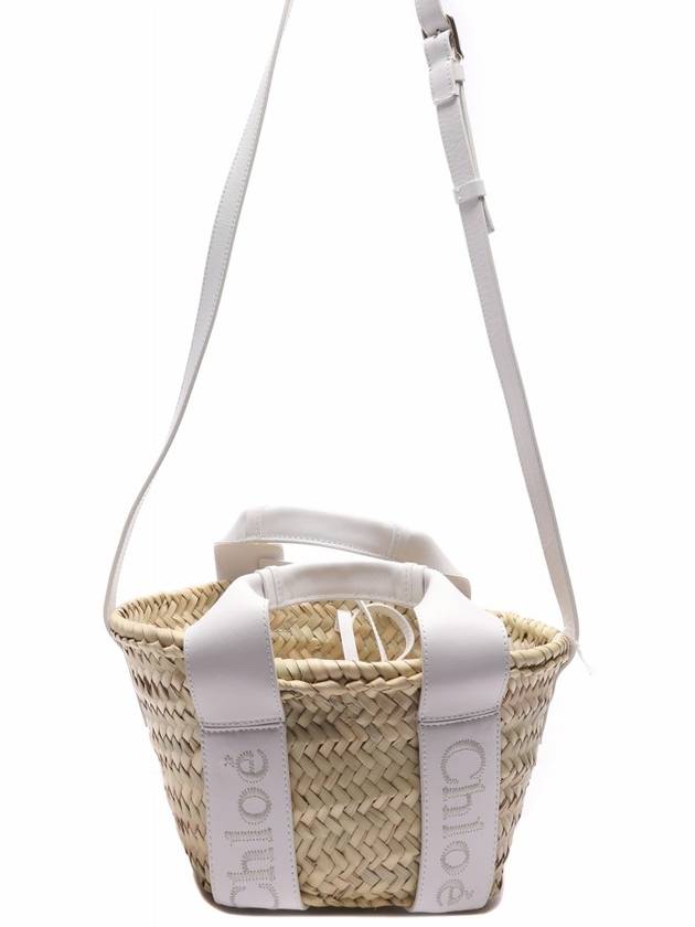 Sense Small Raffia Tote Bag Beige White - CHLOE - BALAAN 5