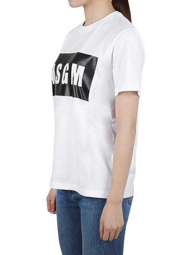 Women's Box Logo Short Sleeve T-Shirt White - MSGM - 4