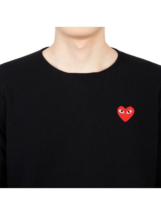 Red Heart Crew Neck Knit Top P1 N068 1 Black - COMME DES GARCONS - BALAAN 7