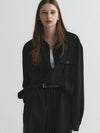 Pre order delivery September 19th Pin tuck officer shirt black - NOIRER FOR WOMEN - BALAAN 1