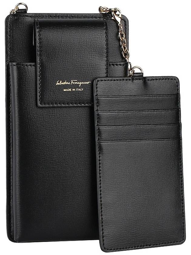 Salvatore Vara Bow Calfskin Phone Case Black - SALVATORE FERRAGAMO - BALAAN 7