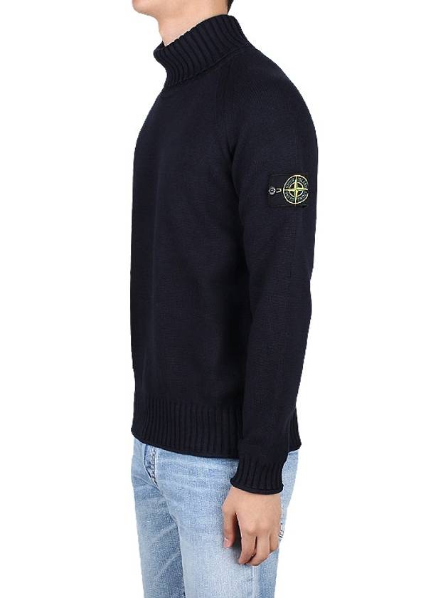 Logo Wappen Patch Cotton Turtleneck Navy - STONE ISLAND - BALAAN 4