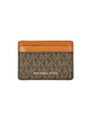 Jet Set Logo Plaque Card Wallet Brown - MICHAEL KORS - BALAAN 1