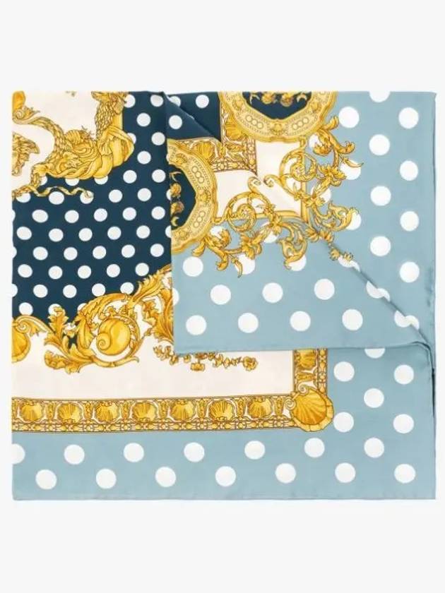 Seashell Baroque Large Silk Foulard Muffler Ivory Blue - VERSACE - BALAAN 2