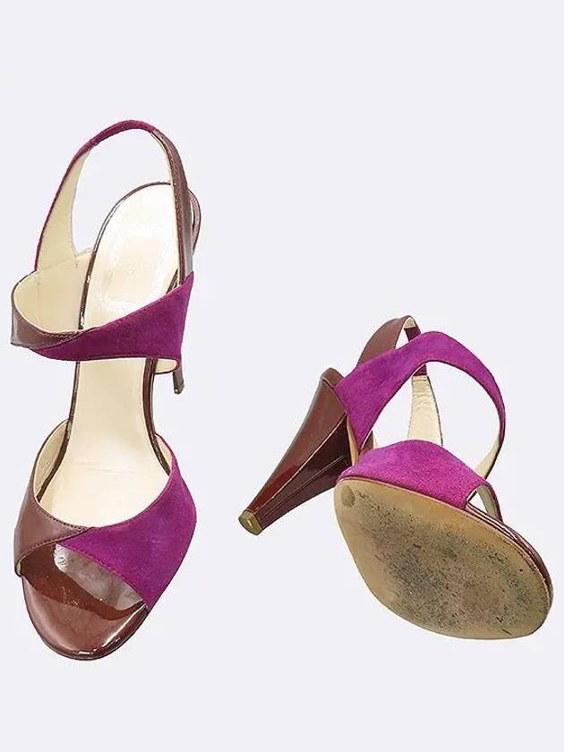 Brown Purple Suede Patent Leather Women s Open Toe Shoes 240MM - DIOR - BALAAN 3