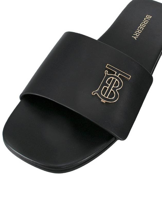 Monogram Motif Leather Slide Slippers Black - BURBERRY - BALAAN 8