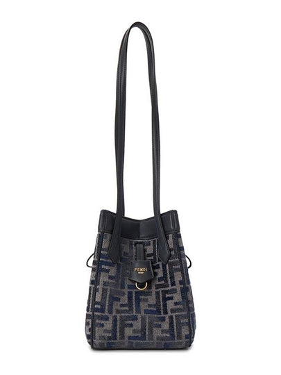 Origami Small FF Chenille Bucket Bag Dark Blue - FENDI - BALAAN 2