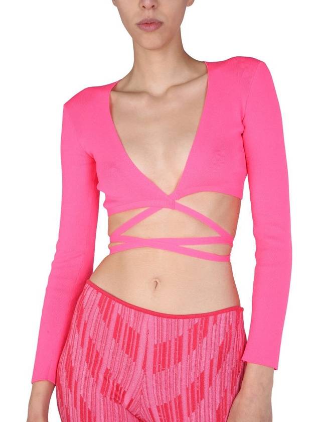 Women's Rib Crop Knit Top Pink - MSGM - BALAAN 5