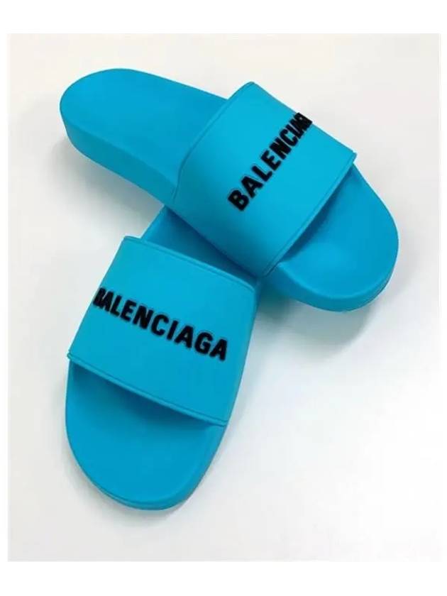 Men's Logo Full Slippers Blue - BALENCIAGA - BALAAN 6