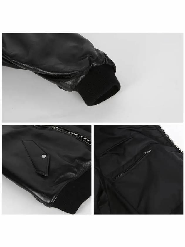 Triangle Pouch Nappa Leather Bomber Jacket Black - PRADA - BALAAN 7