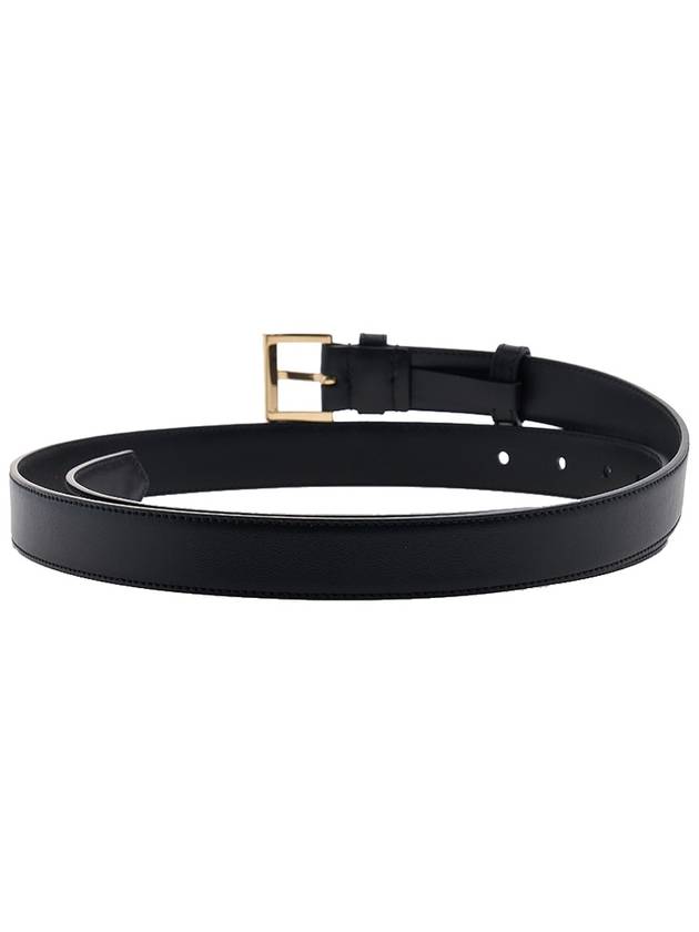 Women's Gold Triangle Logo Leather Belt Black - PRADA - BALAAN 5