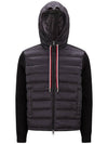 Logo Patch Down Hoodie Cardigan Black - MONCLER - BALAAN 1