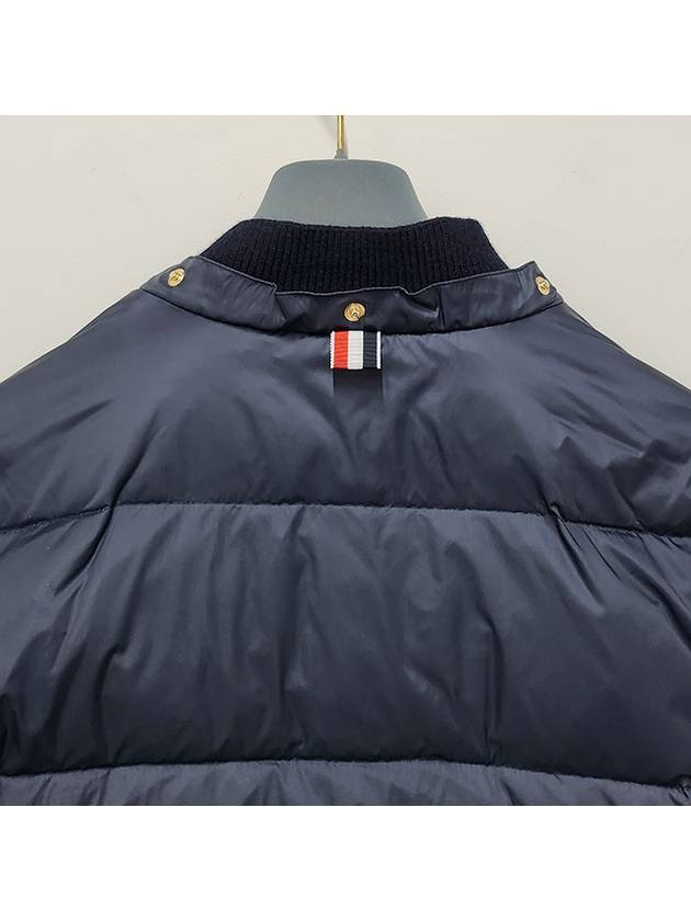 Downfilled Nylon 4-Bar Bomber Padding Navy - THOM BROWNE - BALAAN 10