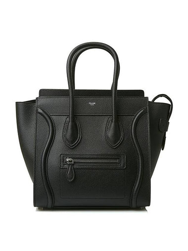 Drummed Calfskin Micro Luggage Tote Bag Black - CELINE - BALAAN 1