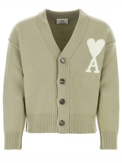 De Coeur Logo Wool Cardigan Green - AMI - BALAAN 2