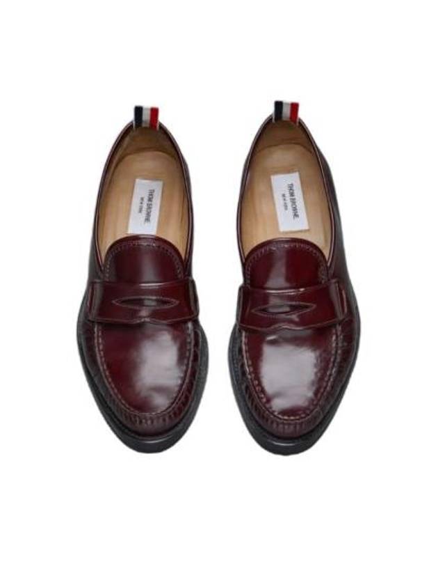 Pleated Leather Penny Loafers Burgundy - THOM BROWNE - BALAAN 5