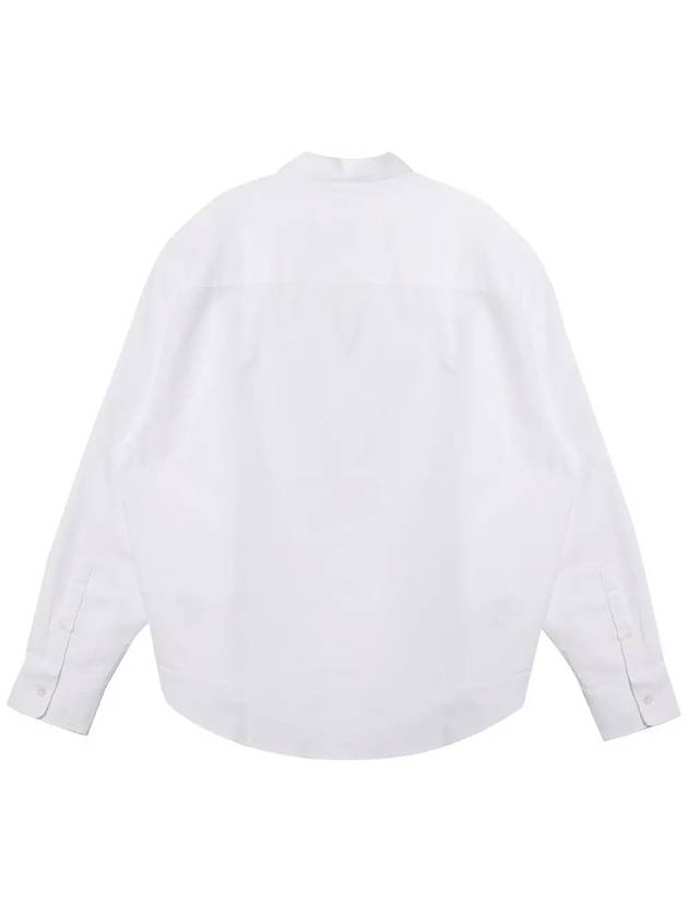 Button Down Boxy Fit Oxford Long Sleeve Shirt Natural White - AMI - BALAAN 3