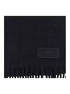 Logo Patch Fringe Wool Muffler Black - AMI - BALAAN 5