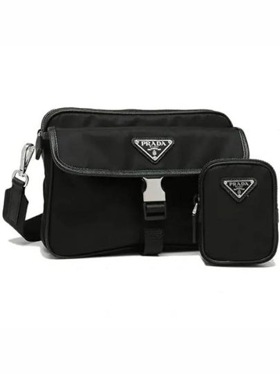 Re-Nylon Saffiano Leather Shoulder Bag Black - PRADA - BALAAN 2