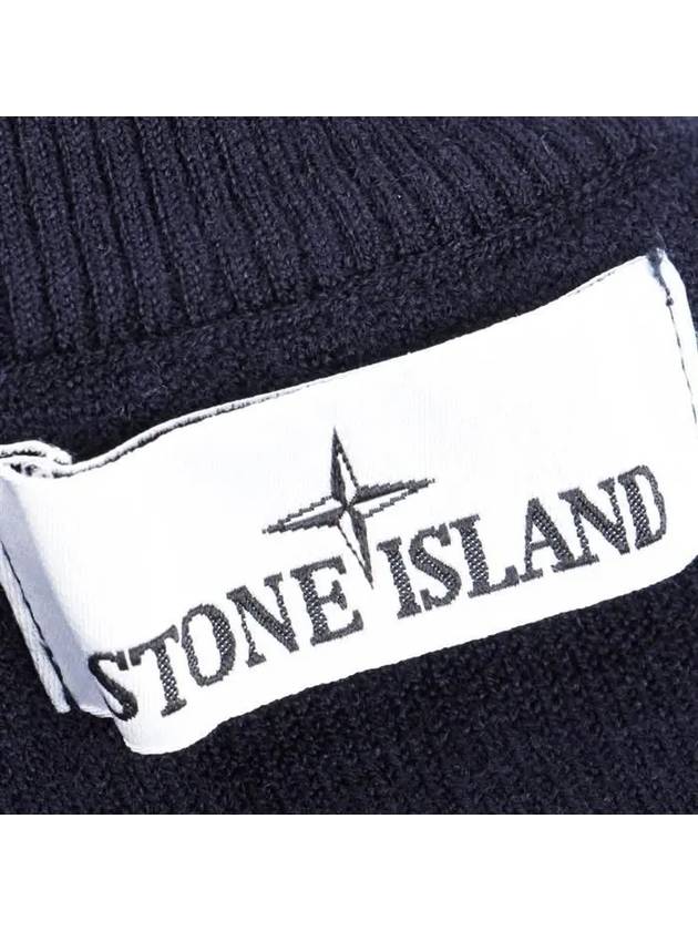 Men's Wappen Patch Crew Neck Wool Knit Top Navy - STONE ISLAND - BALAAN 7