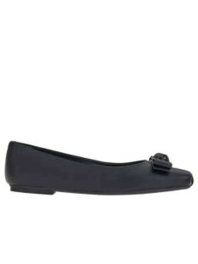 Vara Bow Metallic Leather Flats Black - SALVATORE FERRAGAMO - BALAAN 2