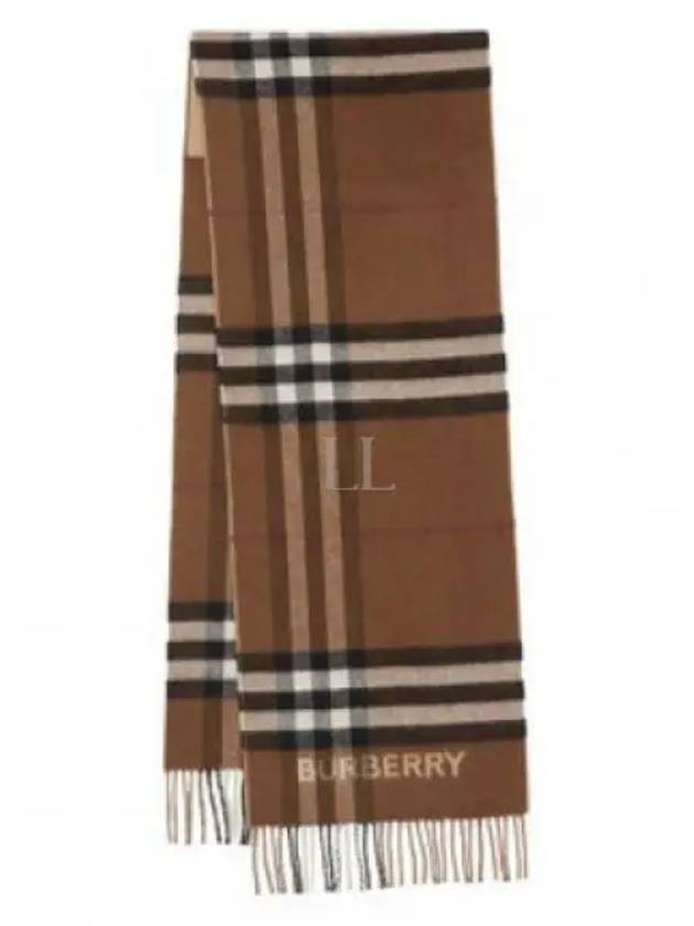 Contrast Check Cashmere Muffler Archive Beige Birch Brown - BURBERRY - BALAAN 2