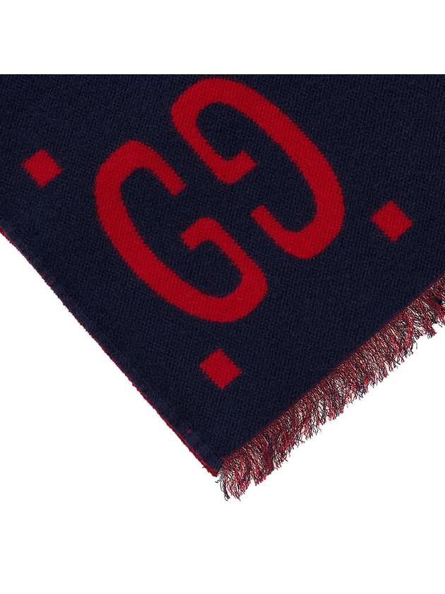 Interlocking GG Pattern Wool Silk Muffler Navy - GUCCI - BALAAN 8