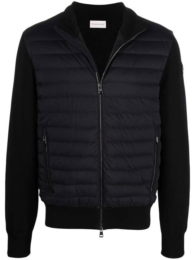 logo knit zip-up padding black - MONCLER - BALAAN 1