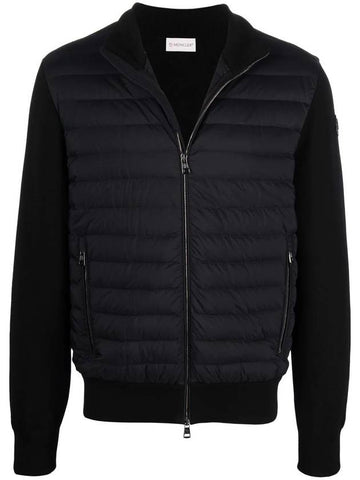 Padded Cotton Zip-Up Cardigan Black - MONCLER - BALAAN 1