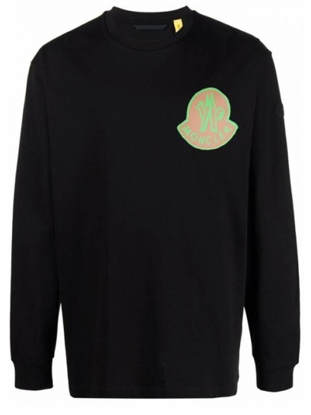 Logo Print Cotton Sweatshirt Black - MONCLER - BALAAN.