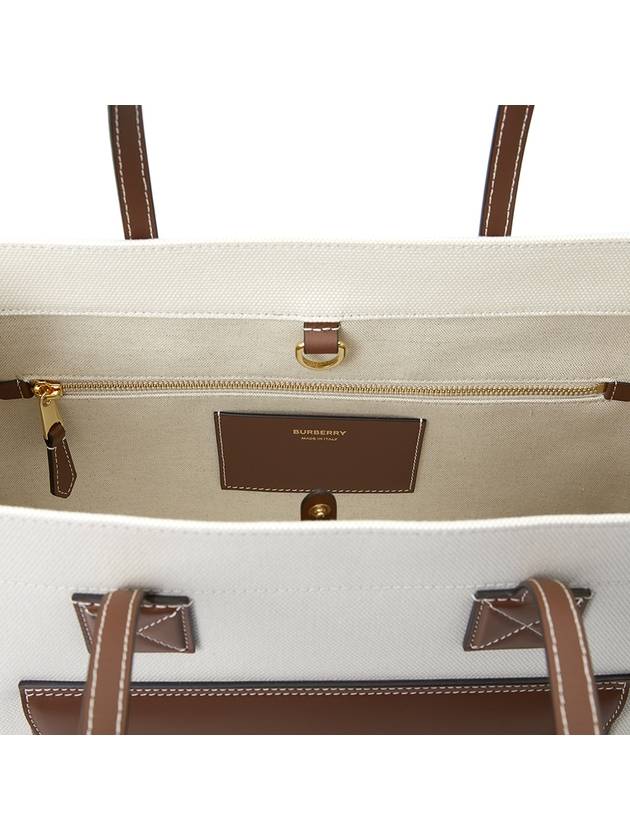 Medium Two-Tone Canvas and Leather Freya Tote Bag Natural Tan - BURBERRY - BALAAN 10