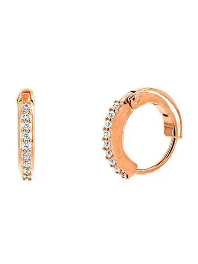 Matrix Hoop Round Cut Earrings Rose Gold - SWAROVSKI - BALAAN 2