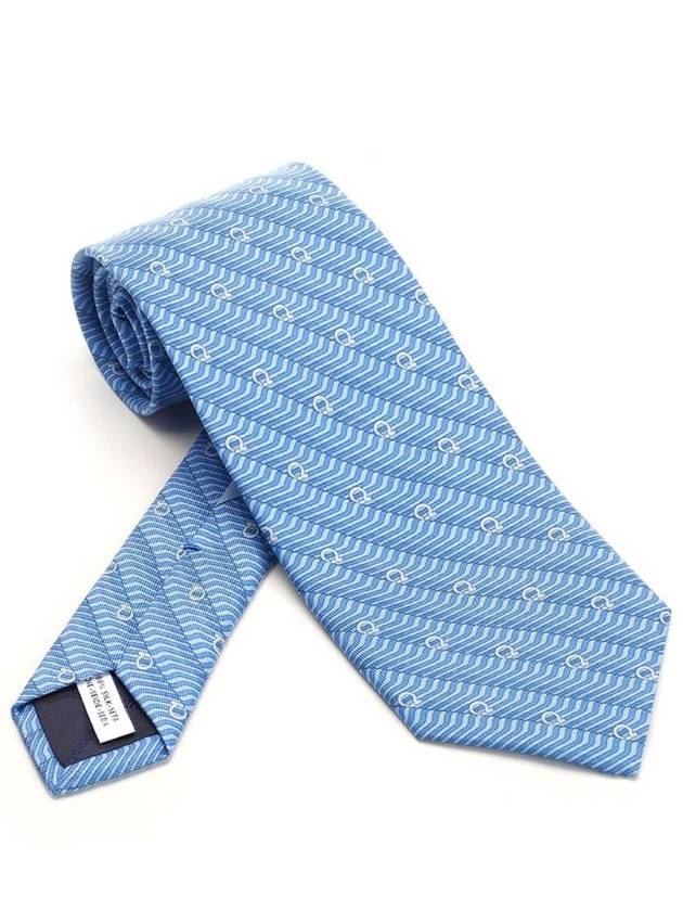 Gancini Print Silk Neck Tie Blue - SALVATORE FERRAGAMO - BALAAN 1