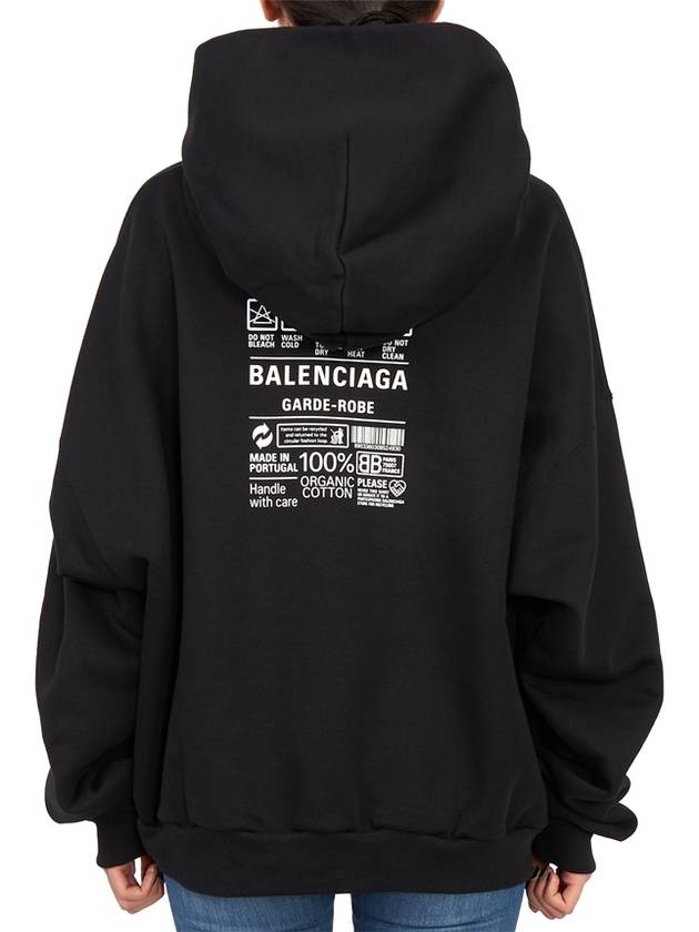 Women's Care Label Hooded Top Black - BALENCIAGA - BALAAN.