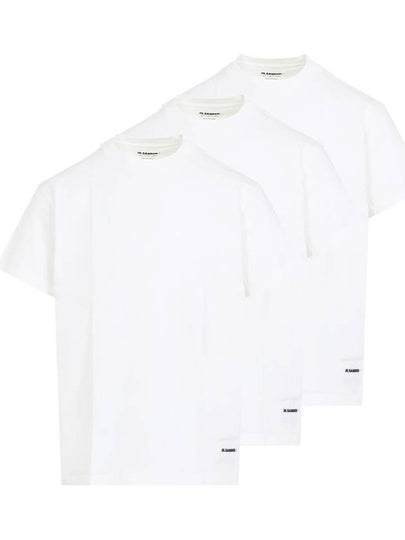 Logo Patch Cotton Short Sleeve T-Shirt 3 Pack White - JIL SANDER - BALAAN 2