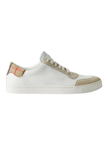 Leather Suede Check Cotton Low Top Sneakers White - BURBERRY - BALAAN 1